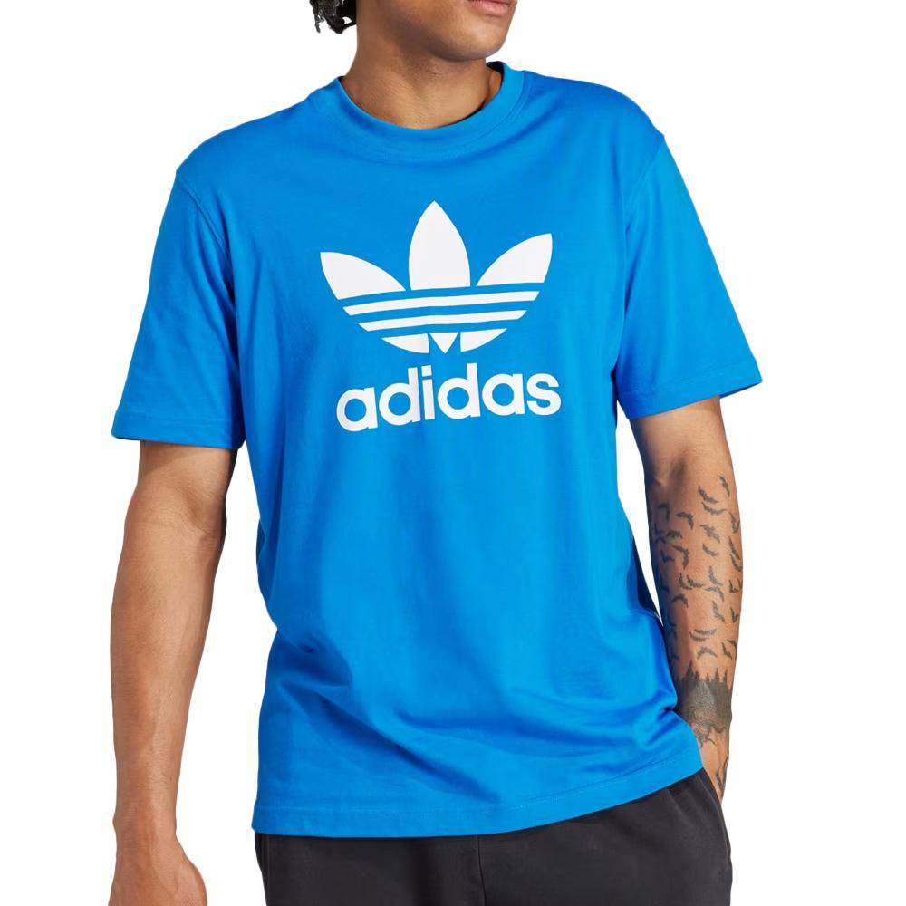T-shirt Bleu Homme Adidas Trefoil pas cher