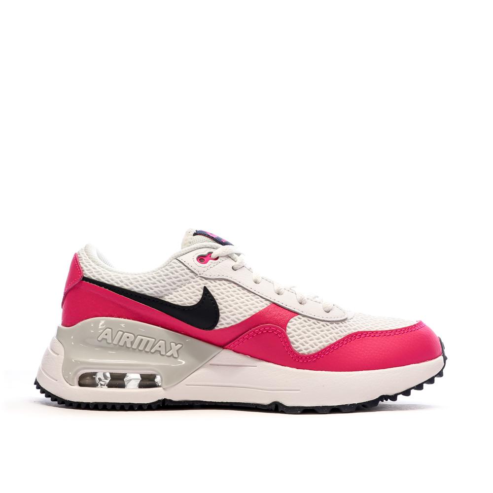 Baskets Blanc/Rose Femme Nike Air Max Systm vue 2