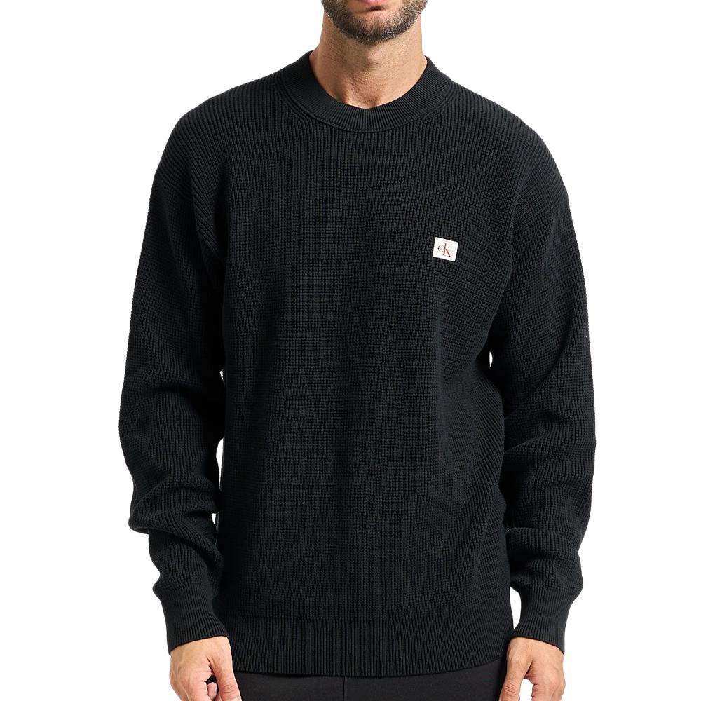Pull Noir Homme Calvin Klein Jeans Waffle pas cher