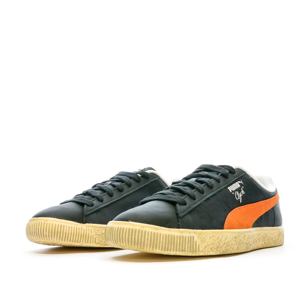 Baskets Noir/Orange Homme Puma Clyde Vintag vue 6