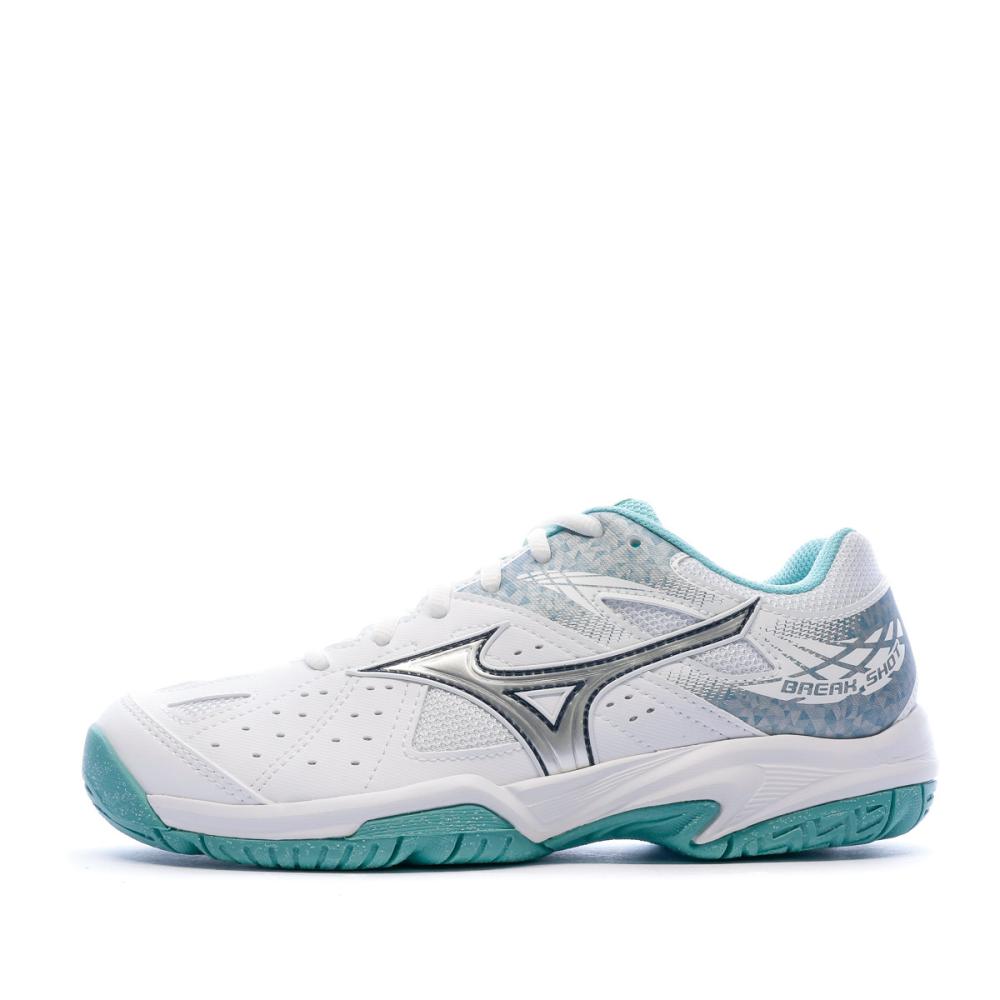 Chaussures de sport blanches femme Mizuno Break Shot 2 AC pas cher