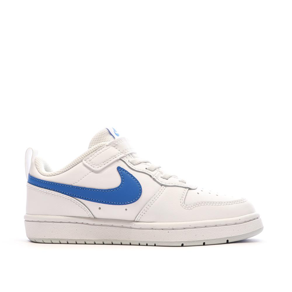 Baskets Blanches/Bleu Garçon Nike Court Borough Low 2 vue 2