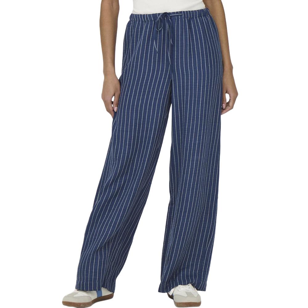 Pantalon fluide Marine/Blanc Femme JDY Power pas cher