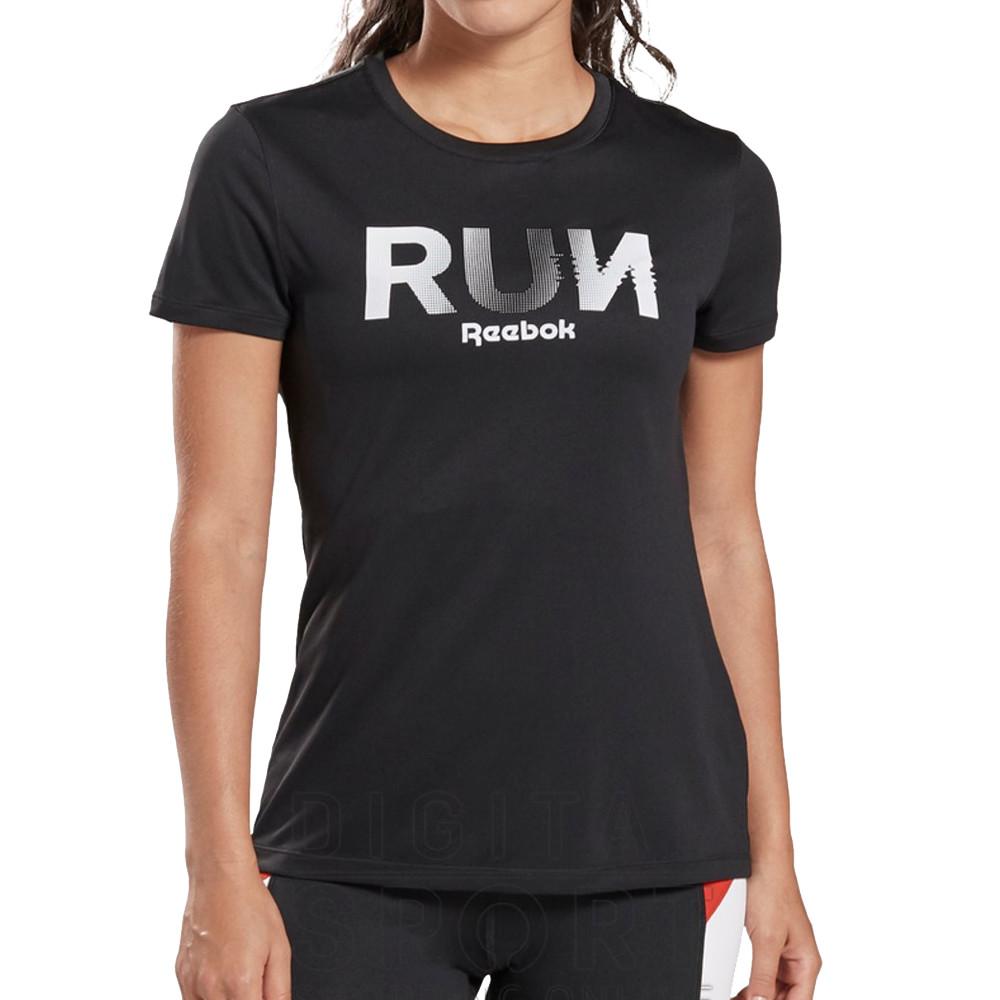 Maillot de sport noir Femme Reebok Graphic pas cher