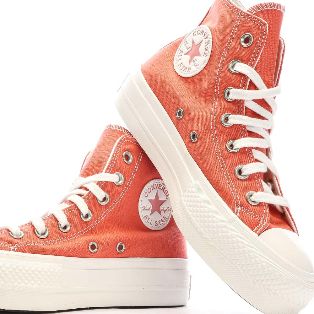 Baskets Oranges Femme Converse Chuck Taylor All Star Lift vue 7