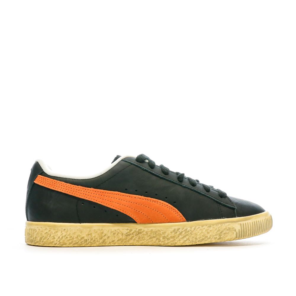 Baskets Noir/Orange Homme Puma Clyde Vintag vue 2