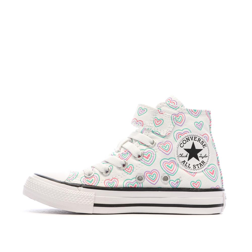 Baskets Blanches à cœurs Fille Converse All Star Hearts Easy-on pas cher