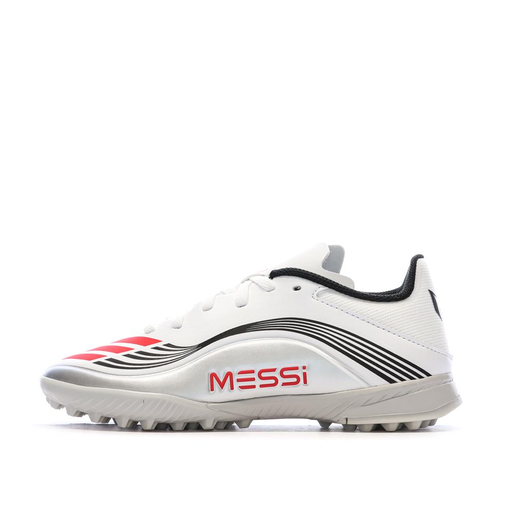 Zapatillas de fútbol blancas para niños Adidas F50 Messi League TF barato