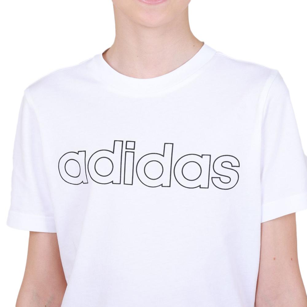 T-shirt Blanc Garçon Adidas Lin vue 3