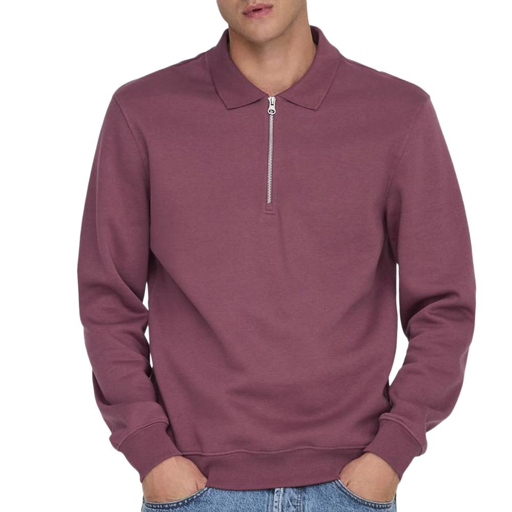 Sweat 1/2 Bordeaux Homme Only & Sons Abbott pas cher