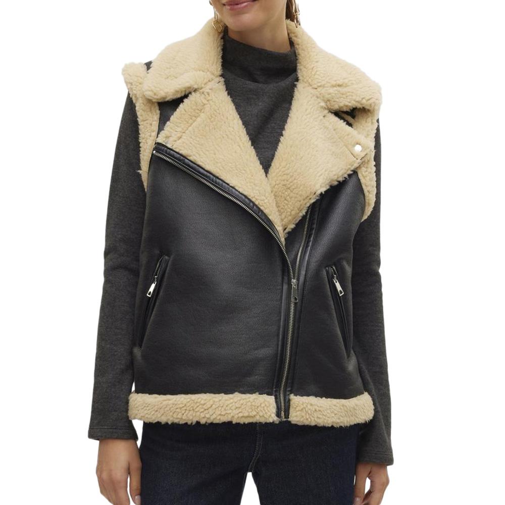 Veste Sans Manches Noir/Écru Femme Vero Moda Waistcoat pas cher