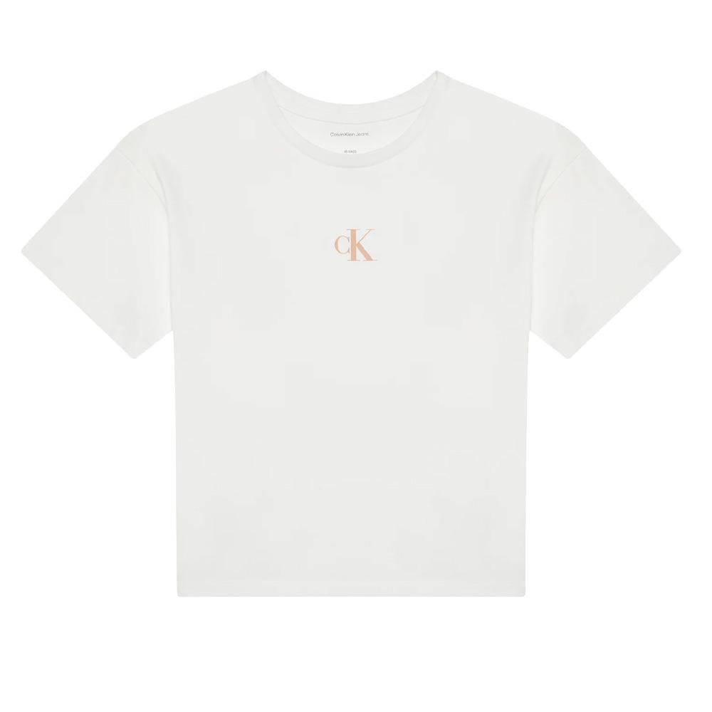 Calvin Klein Jeans Ck Logo White Girl's T-Shirt affordable
