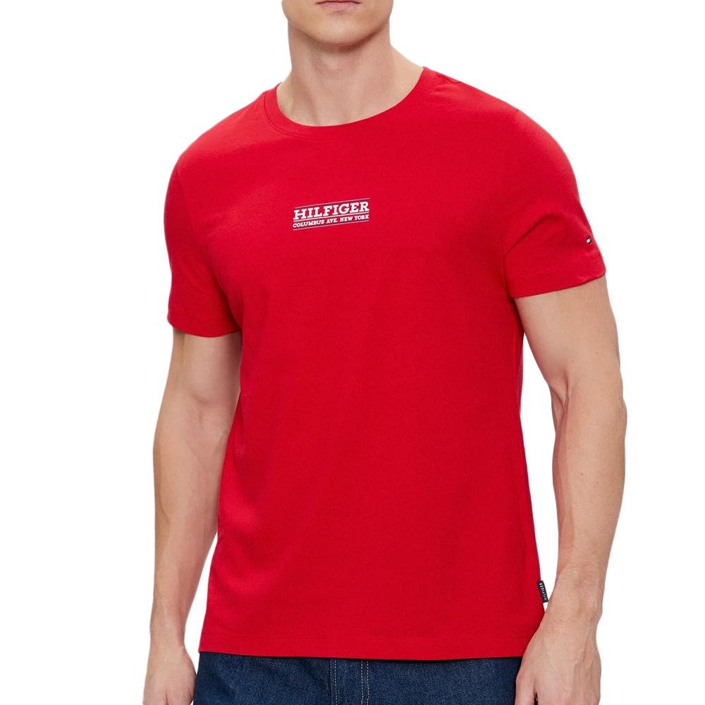 T-shirt Rouge Homme Tommy Hilfiger Small Hilfiger pas cher