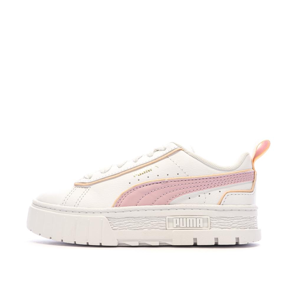 Baskets Blanches/Roses Fille Puma Mayze pas cher