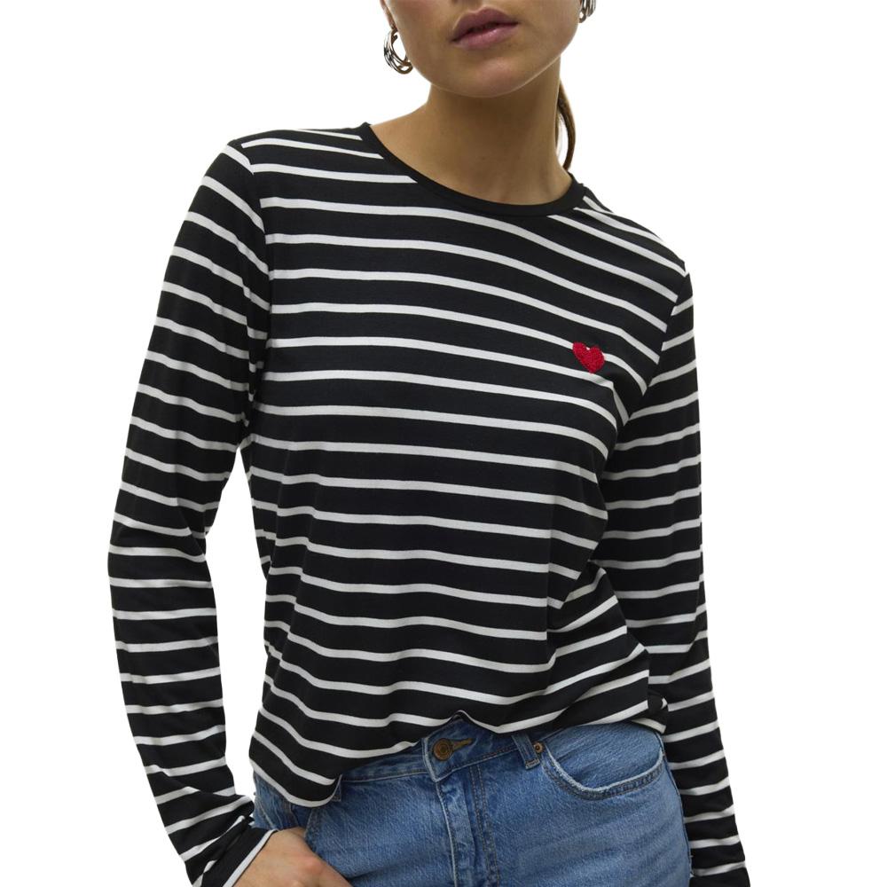Haut Noir Vero Moda Snclara Heart T [6a2fb29c18ef6] pas cher