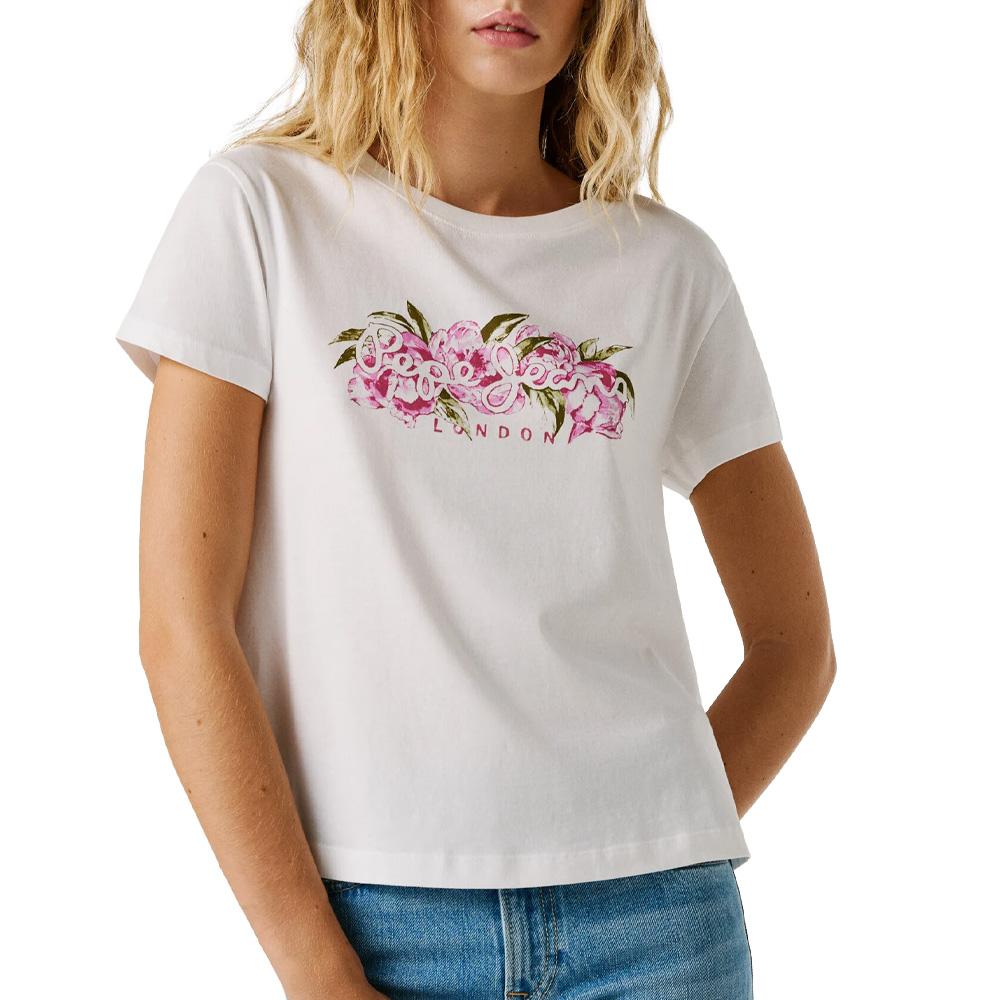 Women's White/Rose T-Shirt Pepe jeans Pjl L Nd affordable