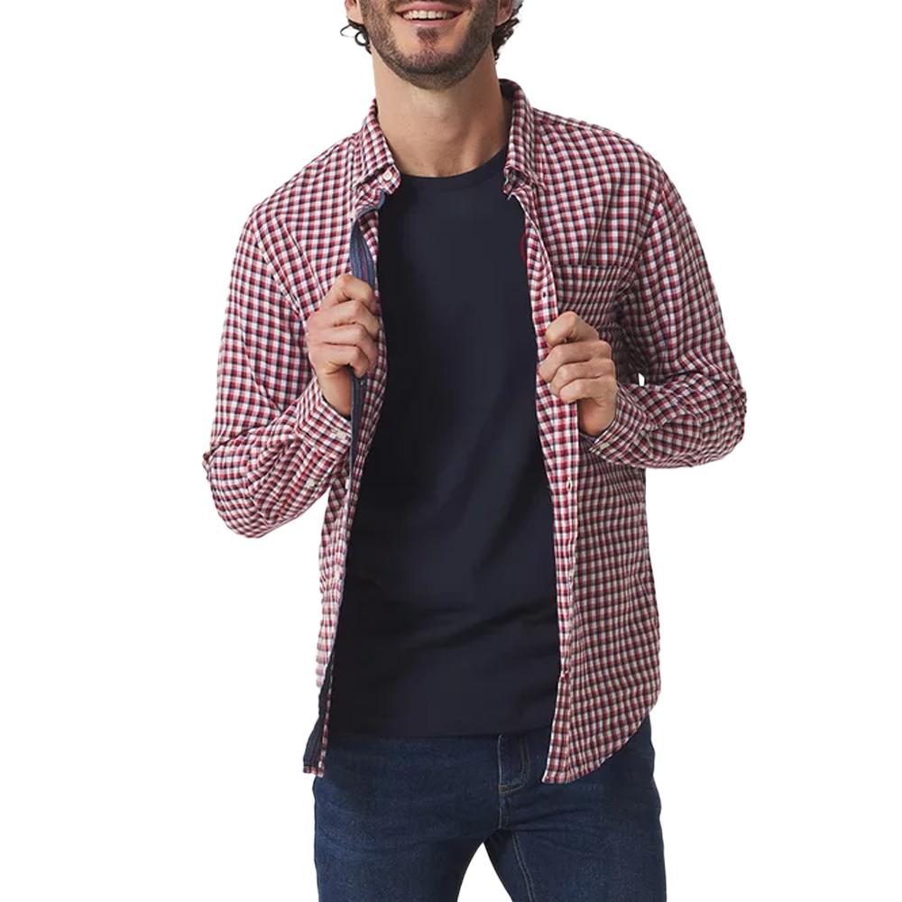 Chemise Blanche/Rouge Homme TBS Baltique pas cher