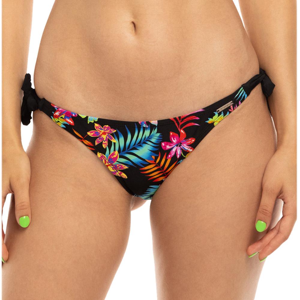 Bas de Bikini Noir/Fleurs Nœud Femme Sun Project Tanga pas cher