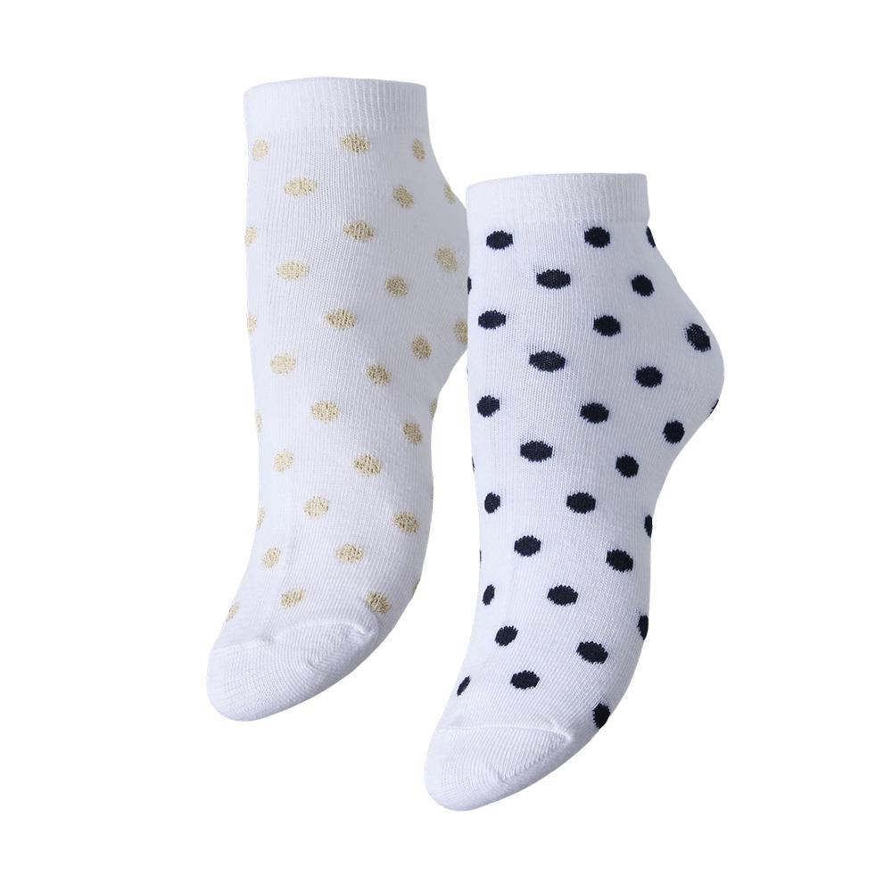 X2 Paires de Chaussettes Blanches/Pois Femme Pieces Claura pas cher