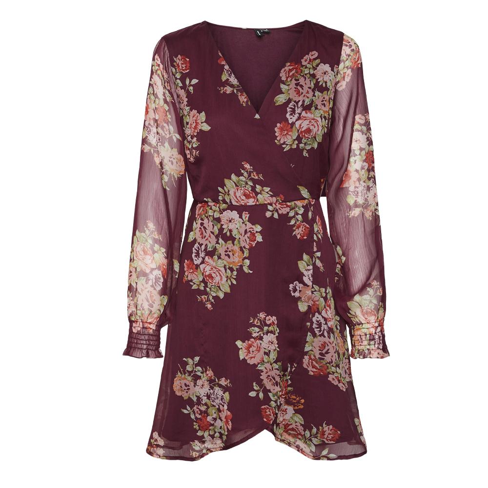 Robe Bordeaux à fleurs Femme Vero Moda Marya pas cher