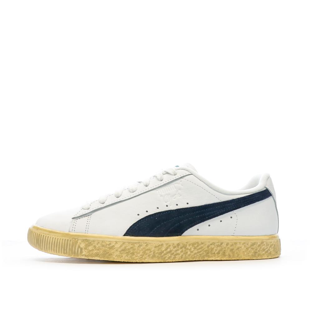 Baskets Blanc/Marine Homme Puma Clyde Vintag pas cher