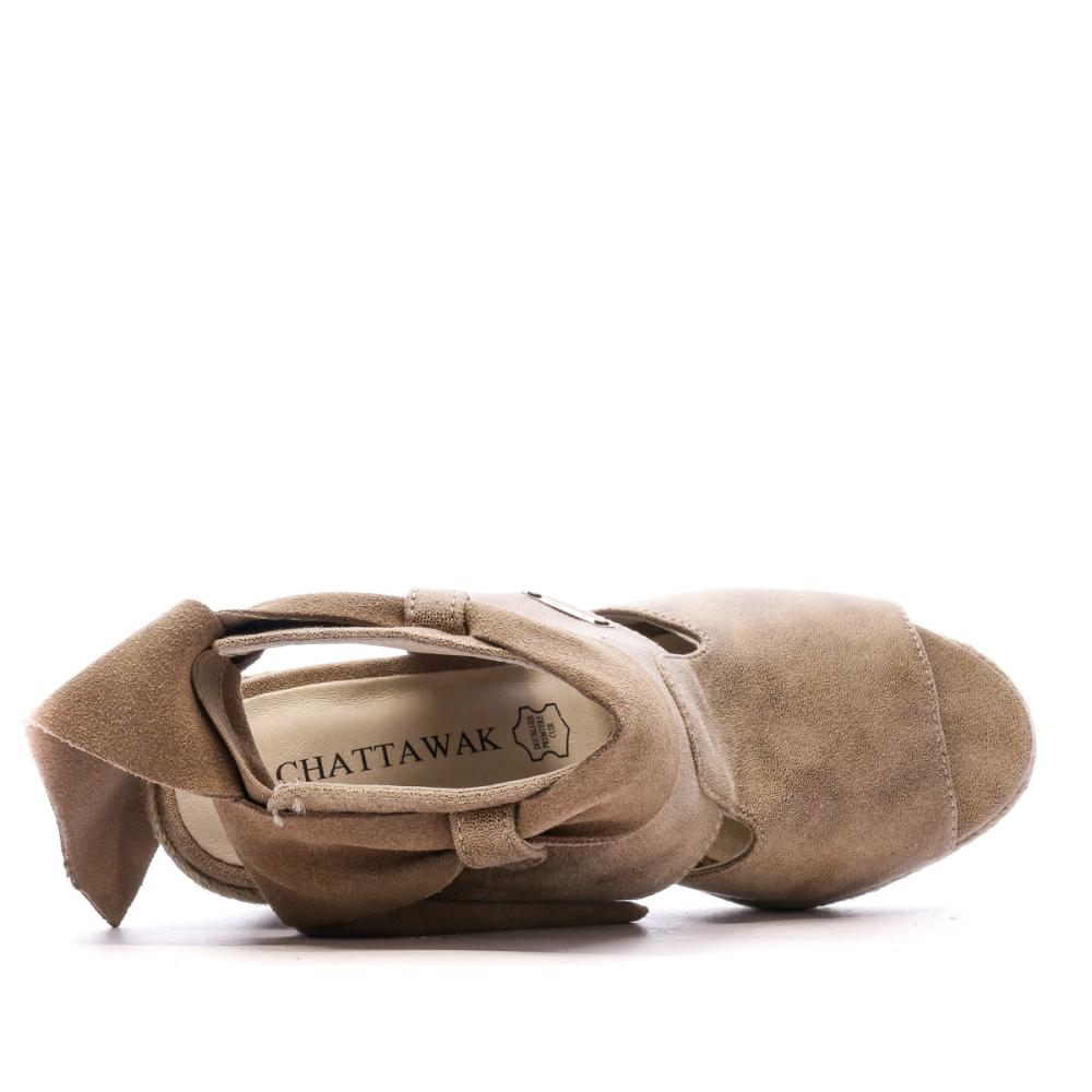 Sandales Compensées Taupe Femme Chattawak Charlotte vue 4