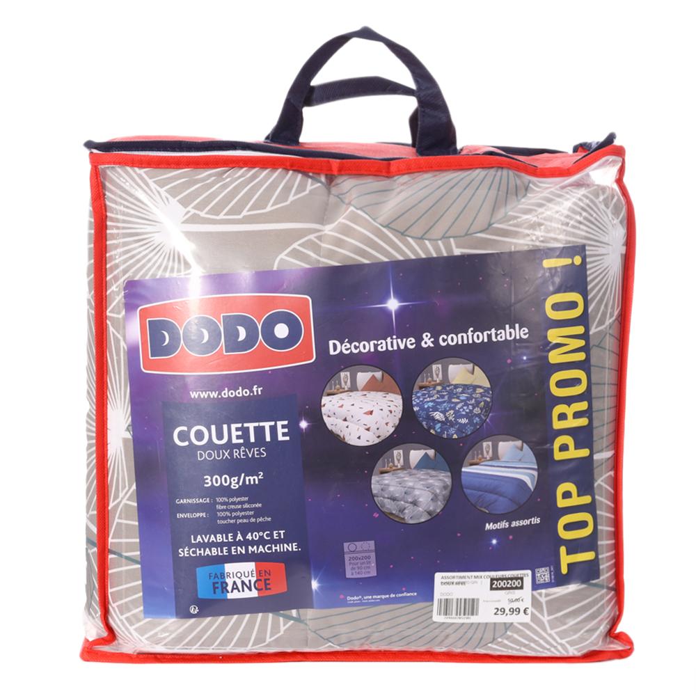 Couette Grise à Motifs Dodo Doux Rêve 200x200 pas cher