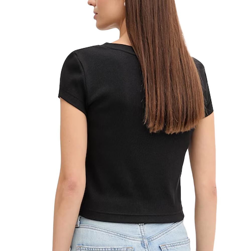 T-Shirt Noir Femme Calvin Klein Jeans Label Ri-cloud vue 2
