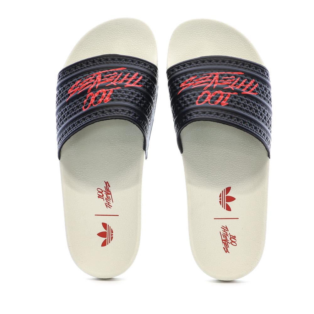 Schwarze/weiße Herren-Flip-Flops von Adidas 100t Adilette Ansicht 3