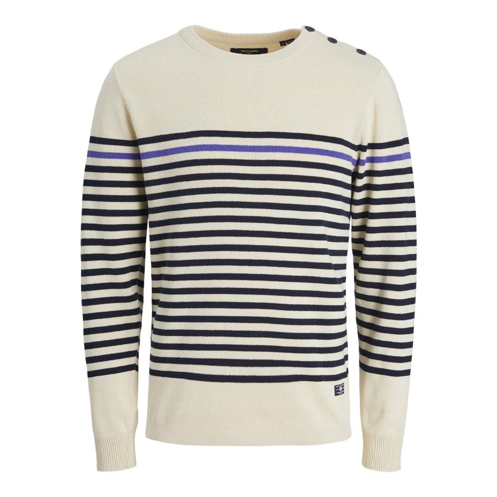 Pull Beige/Marine Homme Jack & Jones Robson pas cher