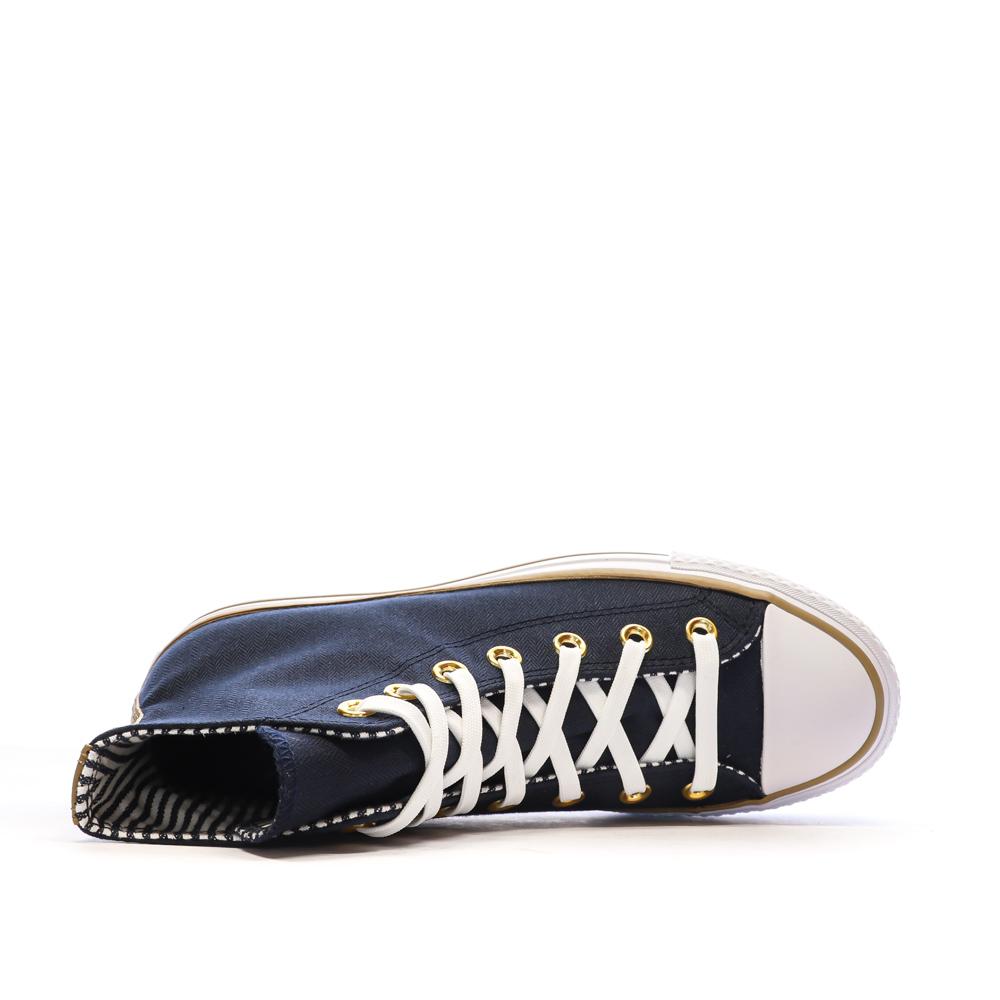 Baskets Noires Femme Converse All Star Lift Platform Herringbone vue 4