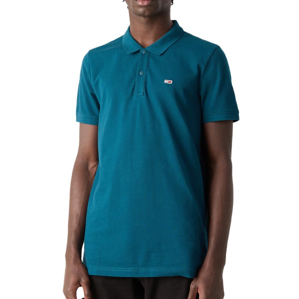 Polo Bleu Canard Homme Tommy Jeans Placket pas cher
