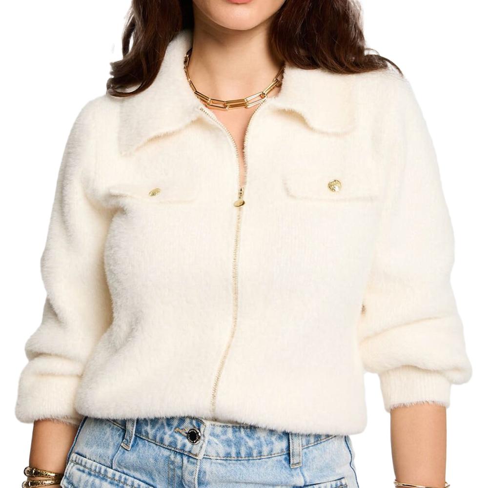 Gilet Zippé Blanc Femme Morgan DOMI pas cher