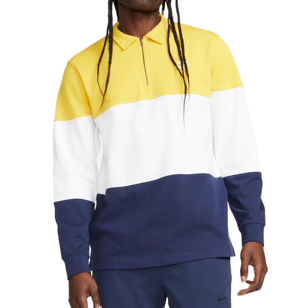 Sweat Blanc/Jaune/Marine Homme Nike Club+ pas cher
