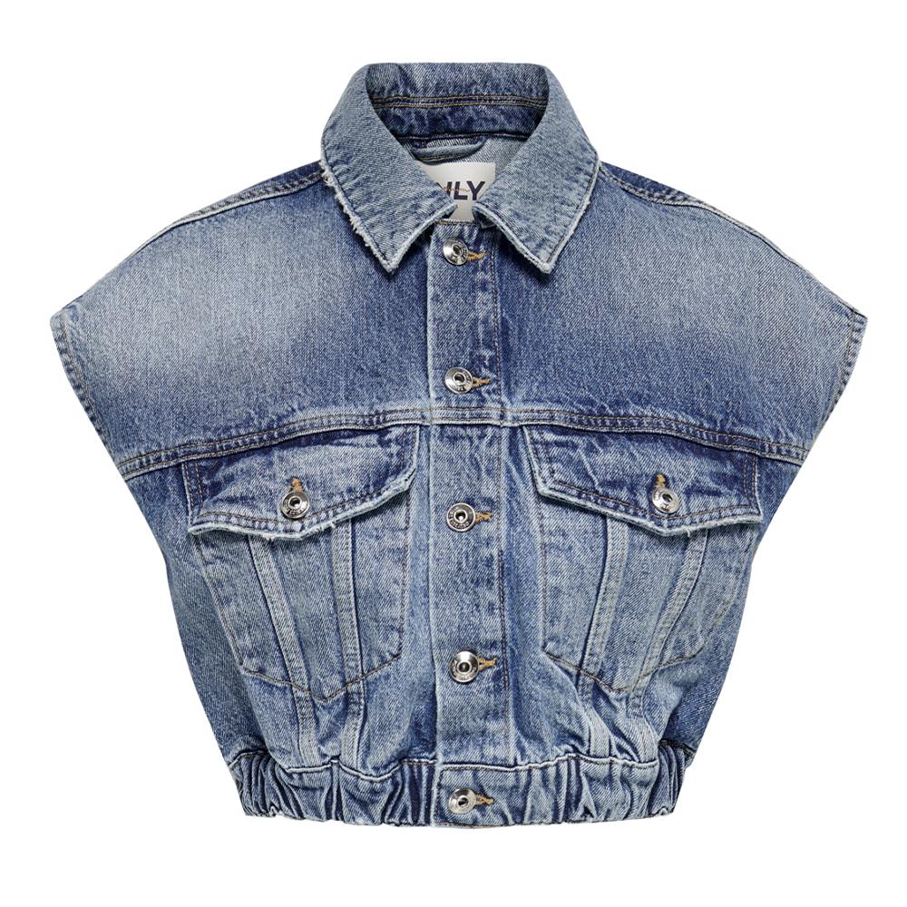 Veste en Jean Bleu Femme Only Waistcoat pas cher