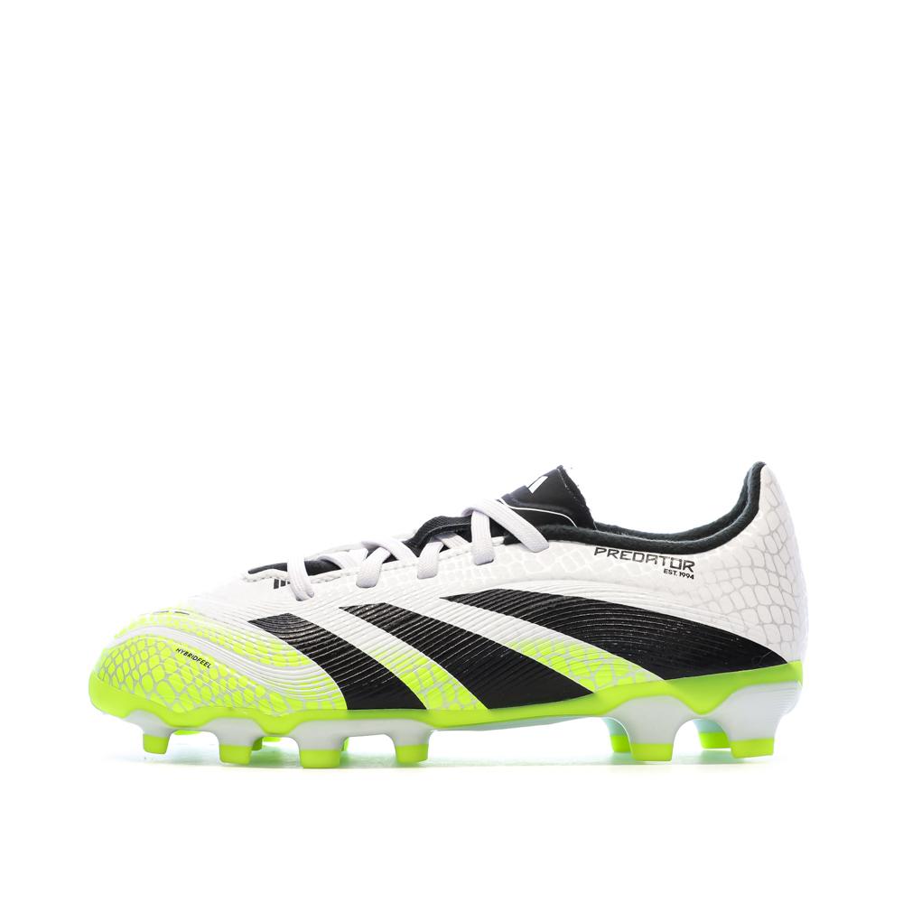 Zapatillas de fútbol blancas/negras/amarillas para niños Adidas Predator League MG barato