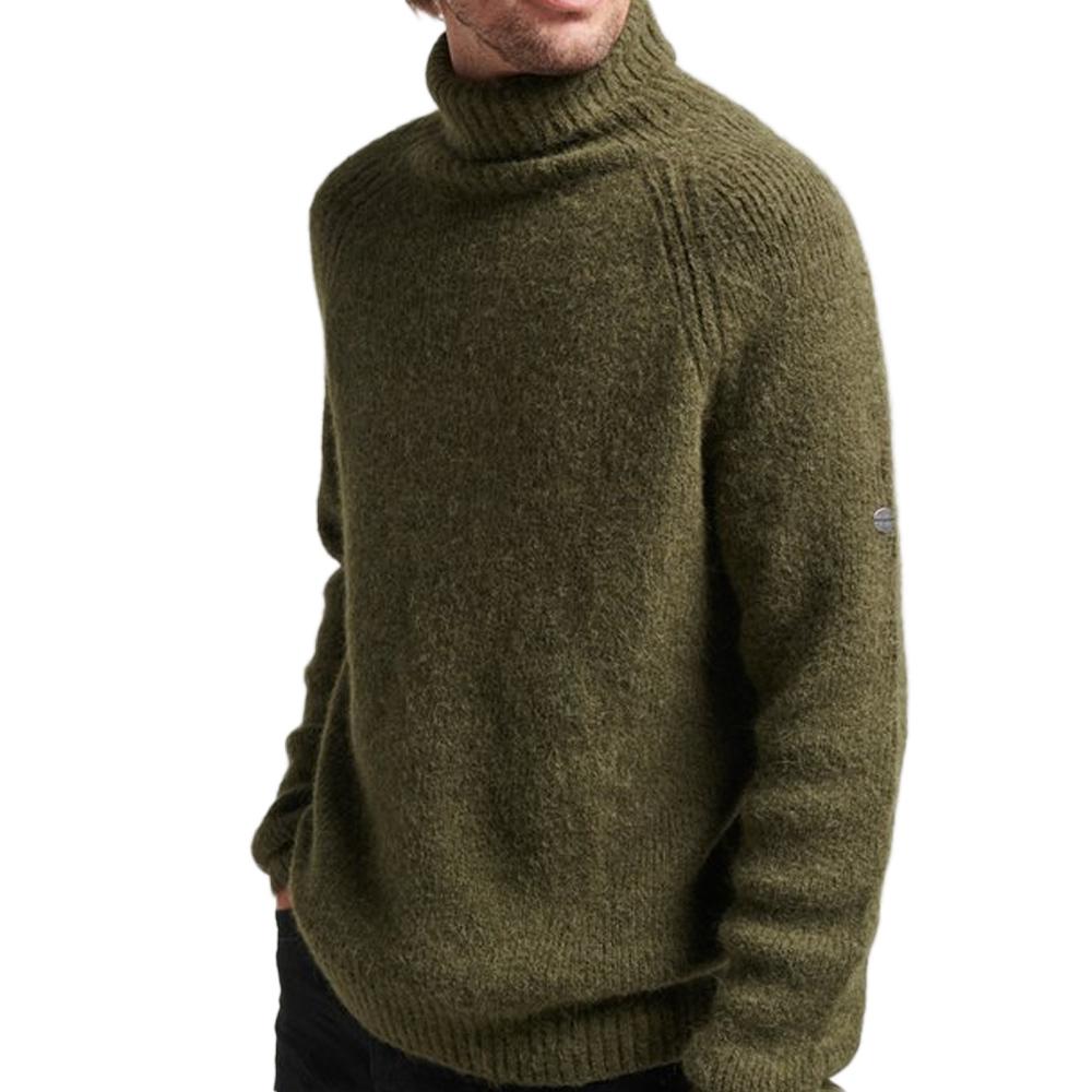 Pull Kaki Homme Superdry Studios Chunky pas cher