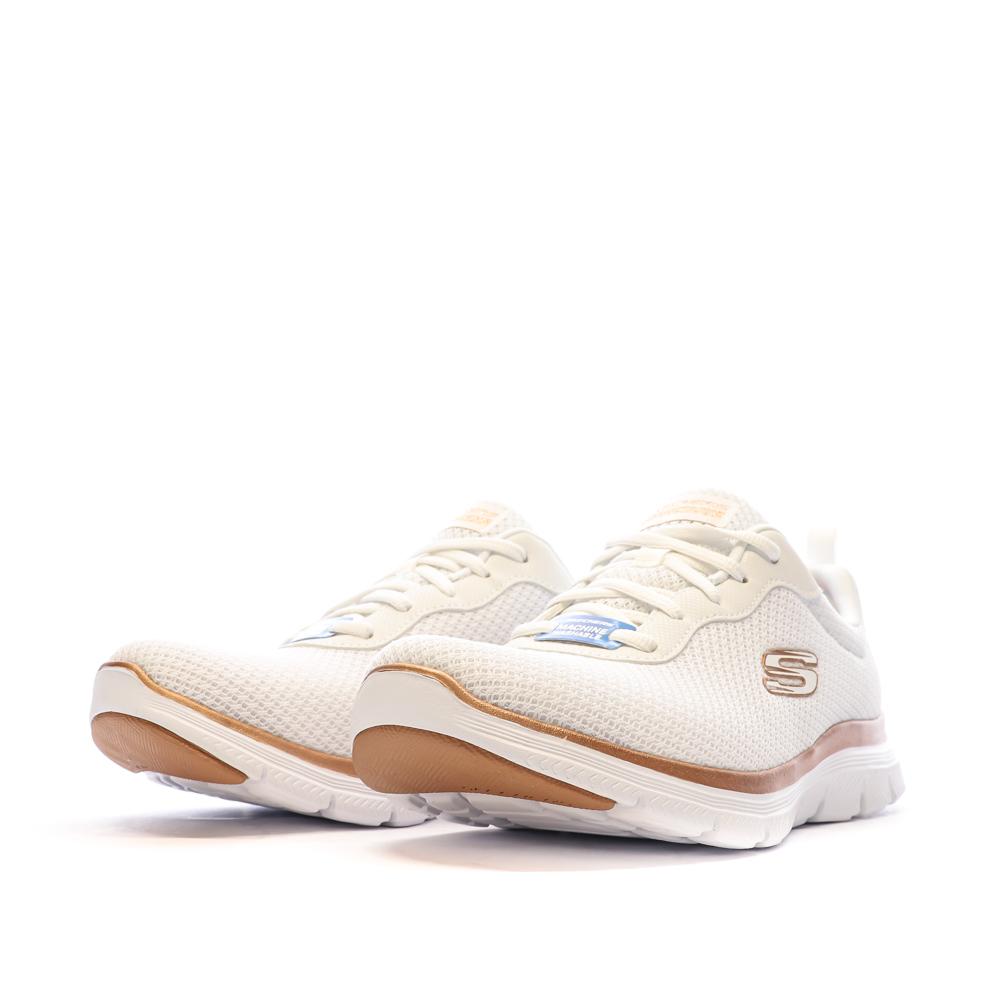 Chaussures de Sport Blanc/Or-Rose Femme Skechers Flex Appeal vue 6