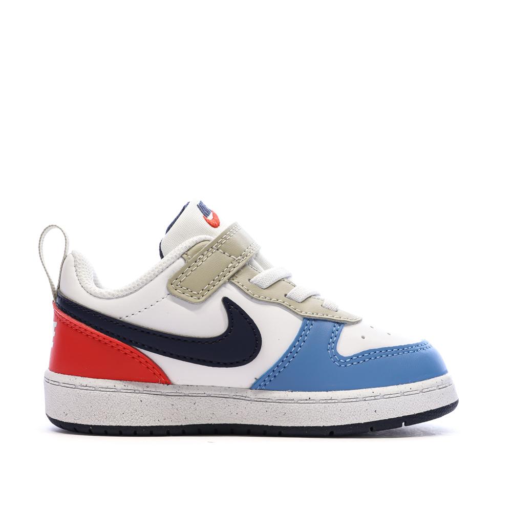 Baskets Blanc/Beige/Bleu Enfant Nike Court Borough Low Recraf vue 2