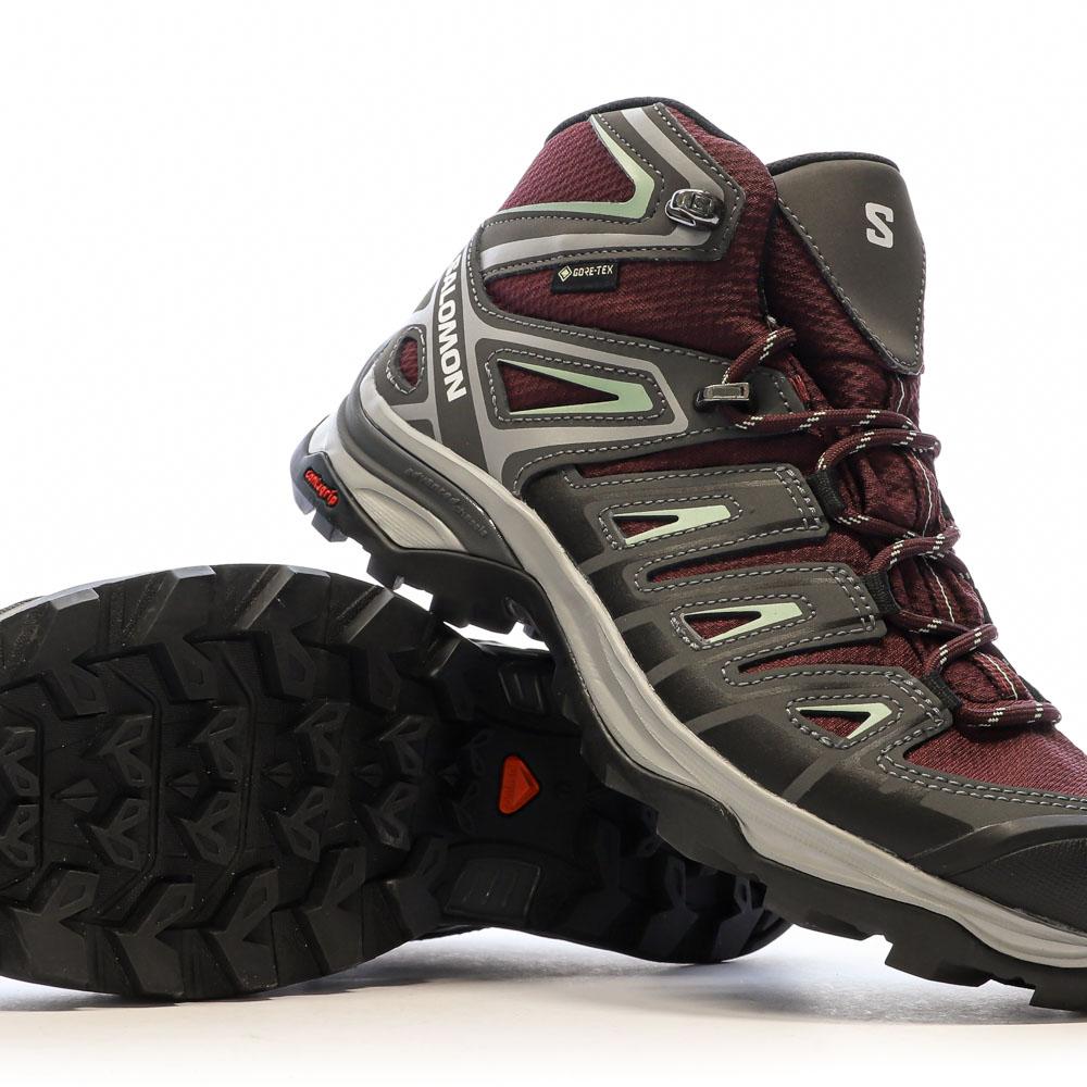 Chaussures de randonnée Grise/Bordeaux Femme Salomon Pioneer vue 7
