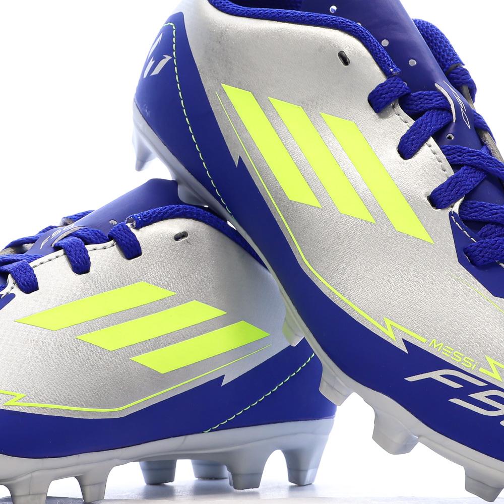 Chaussures de football Bleu/Gris Argent Garçon Adidas F50 Club vue 7