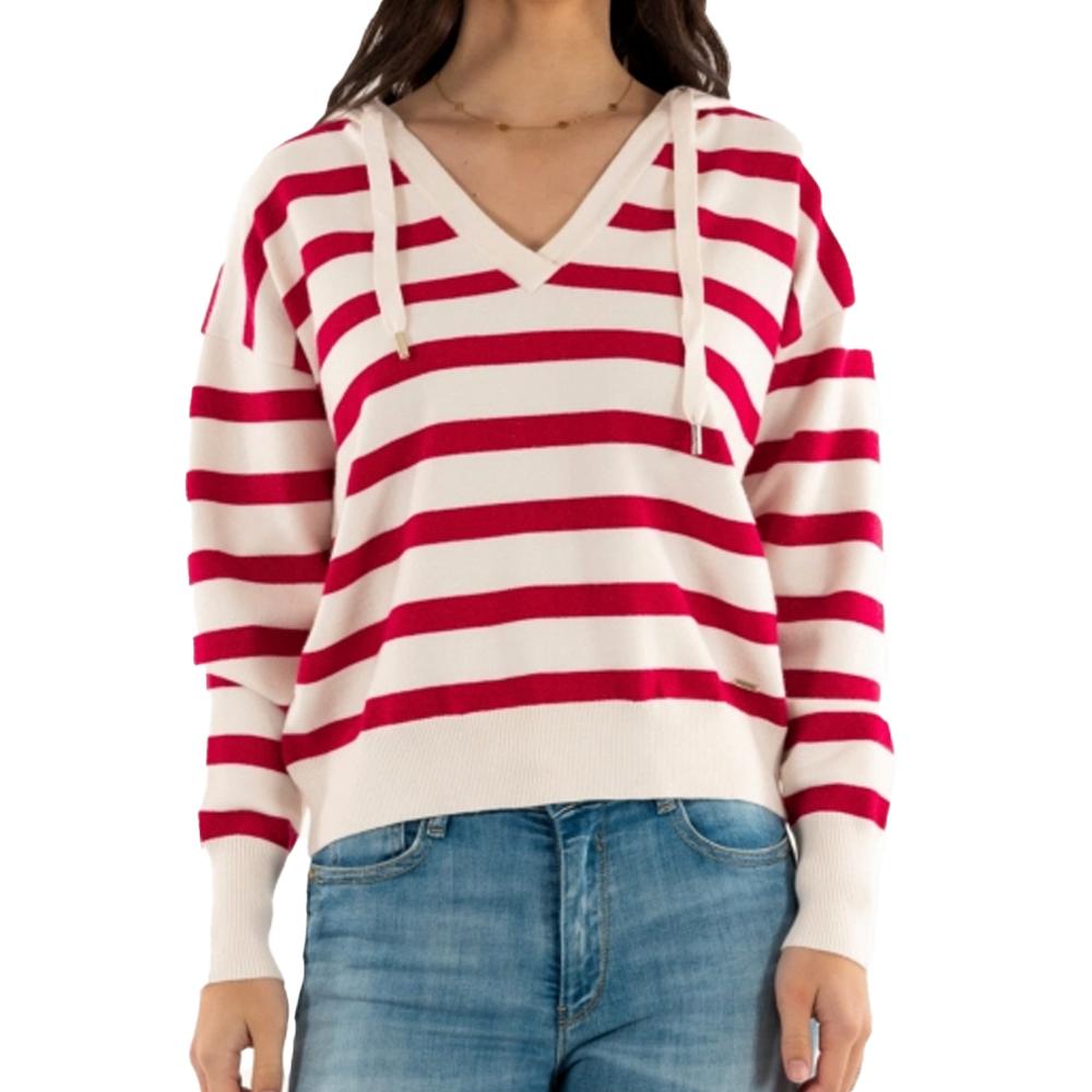 Pull Écru/Rouge Femme Morgan Ballo pas cher