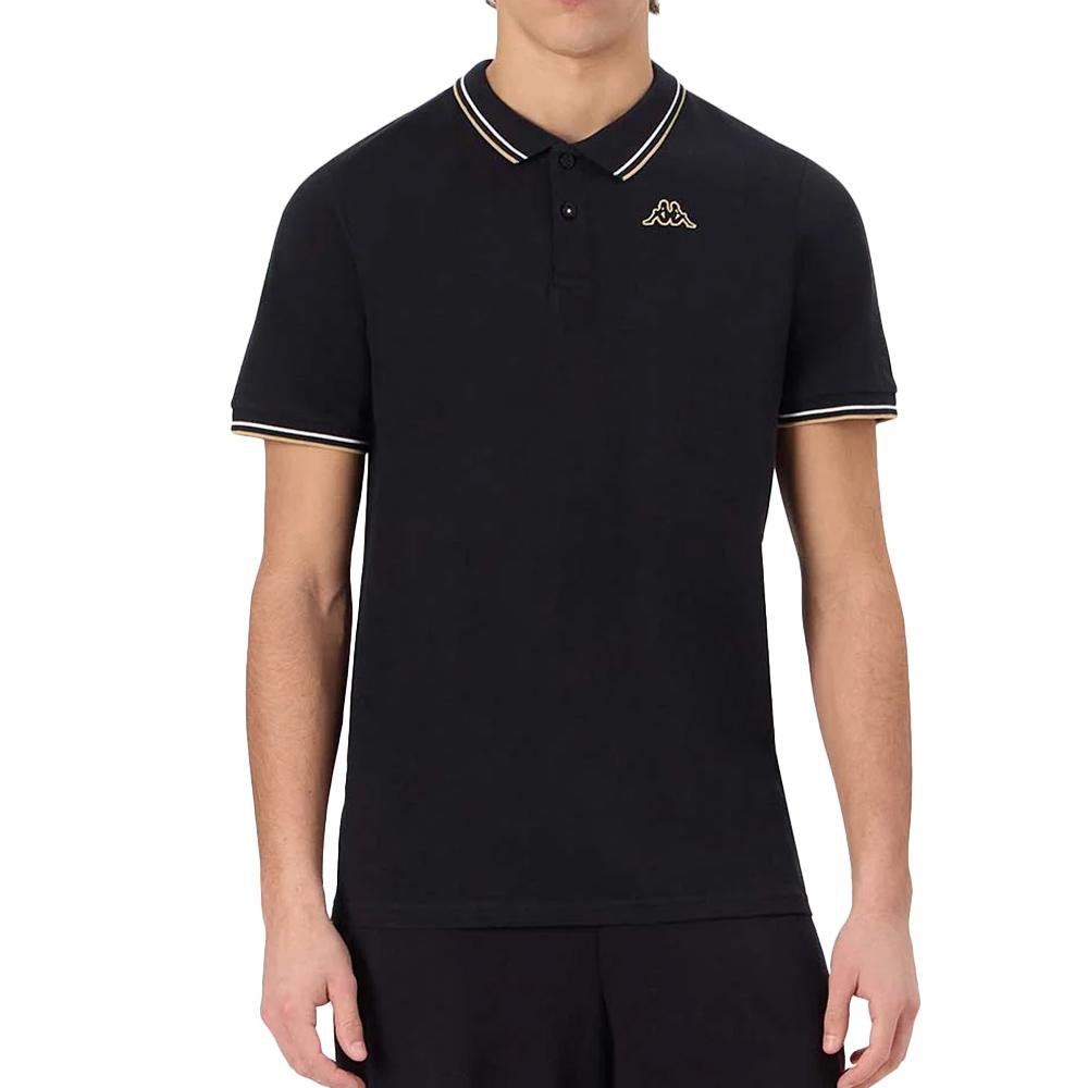 Polo Noir Homme Kappa Logo Korpo pas cher