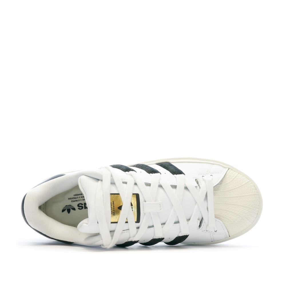 Baskets Blanches/Noir Femme Adidas Superstar Bonega vue 4
