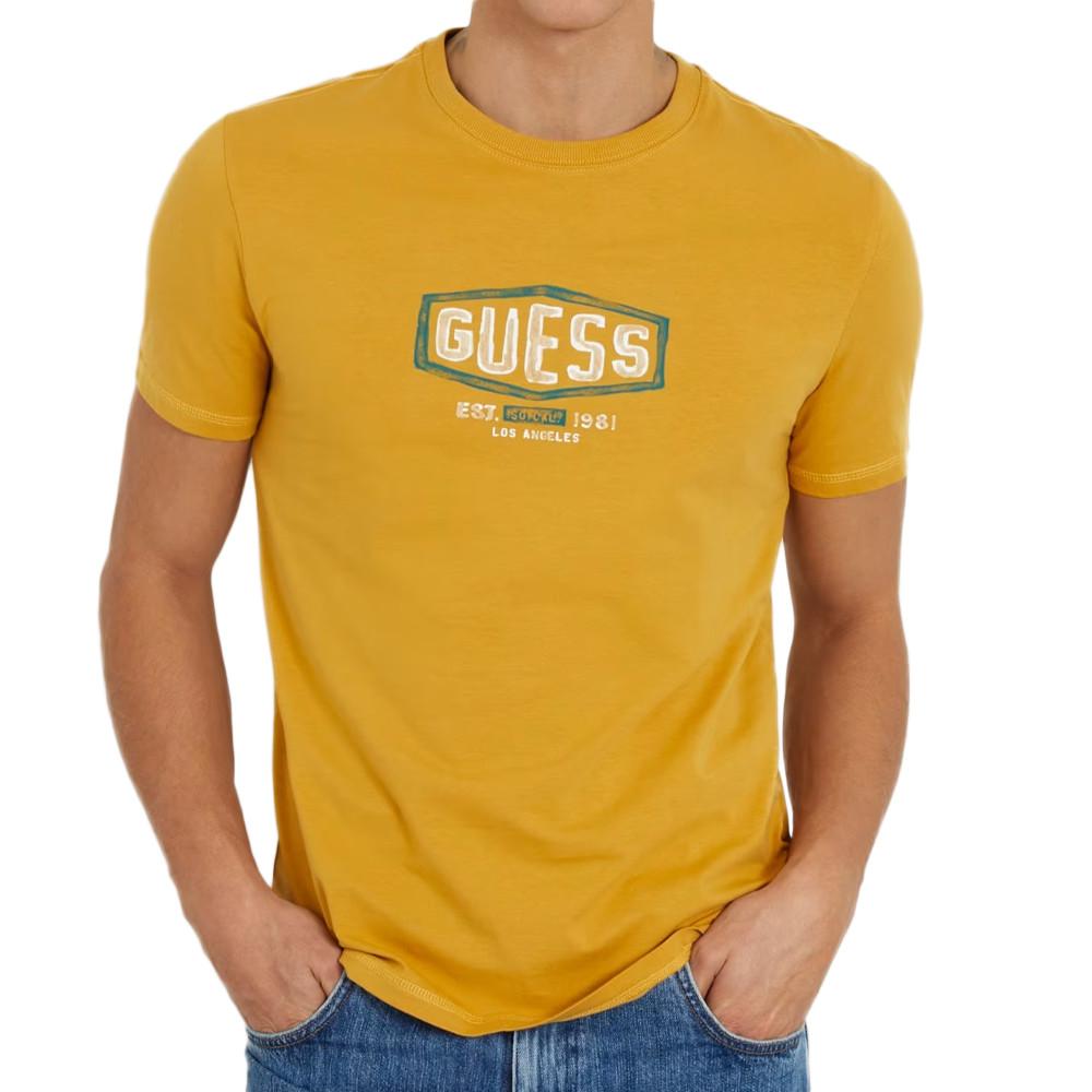 T-shirt Jaune Homme Guess M4RI33J1314 pas cher