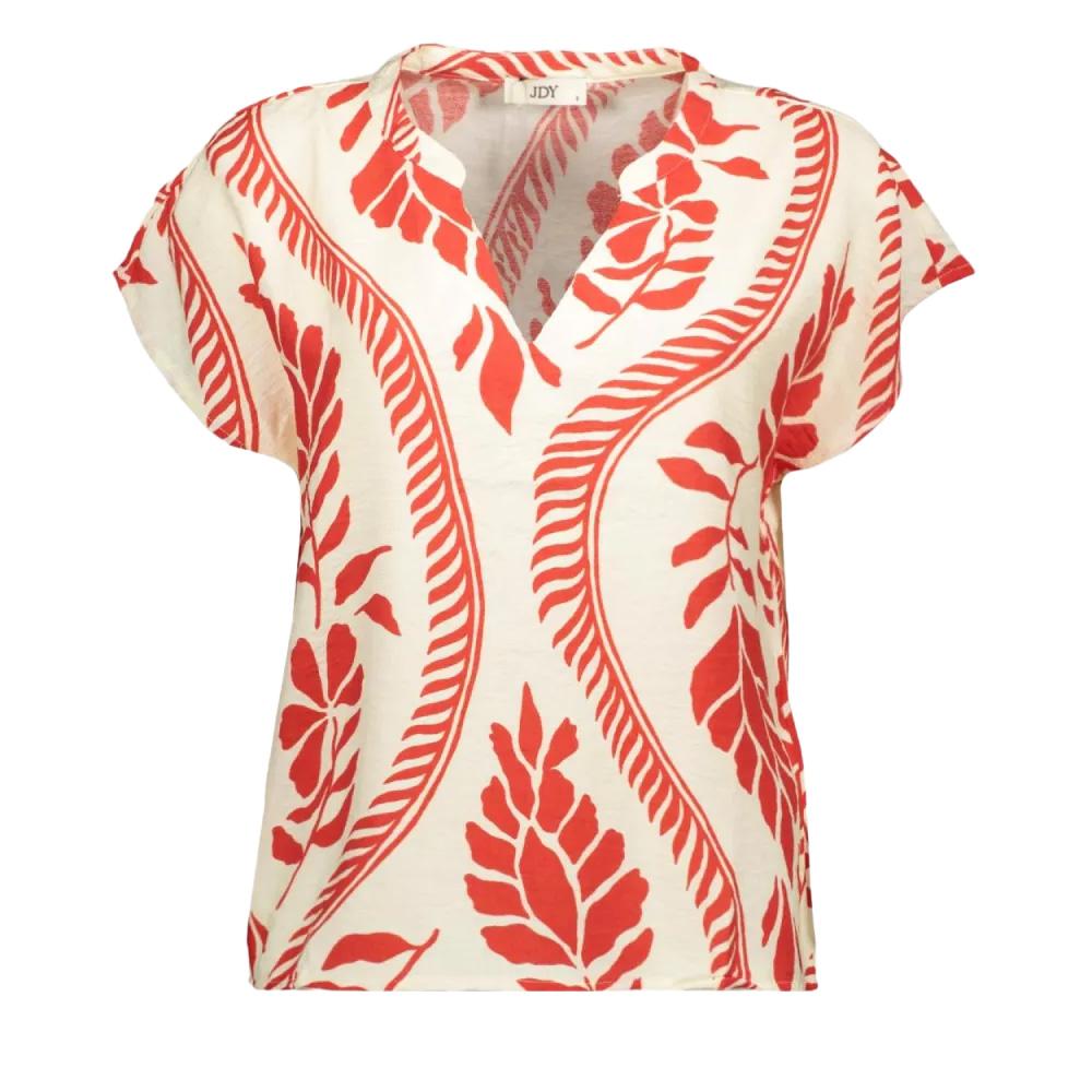 Blouse Écru/Rouge Femme JDY Pepper pas cher
