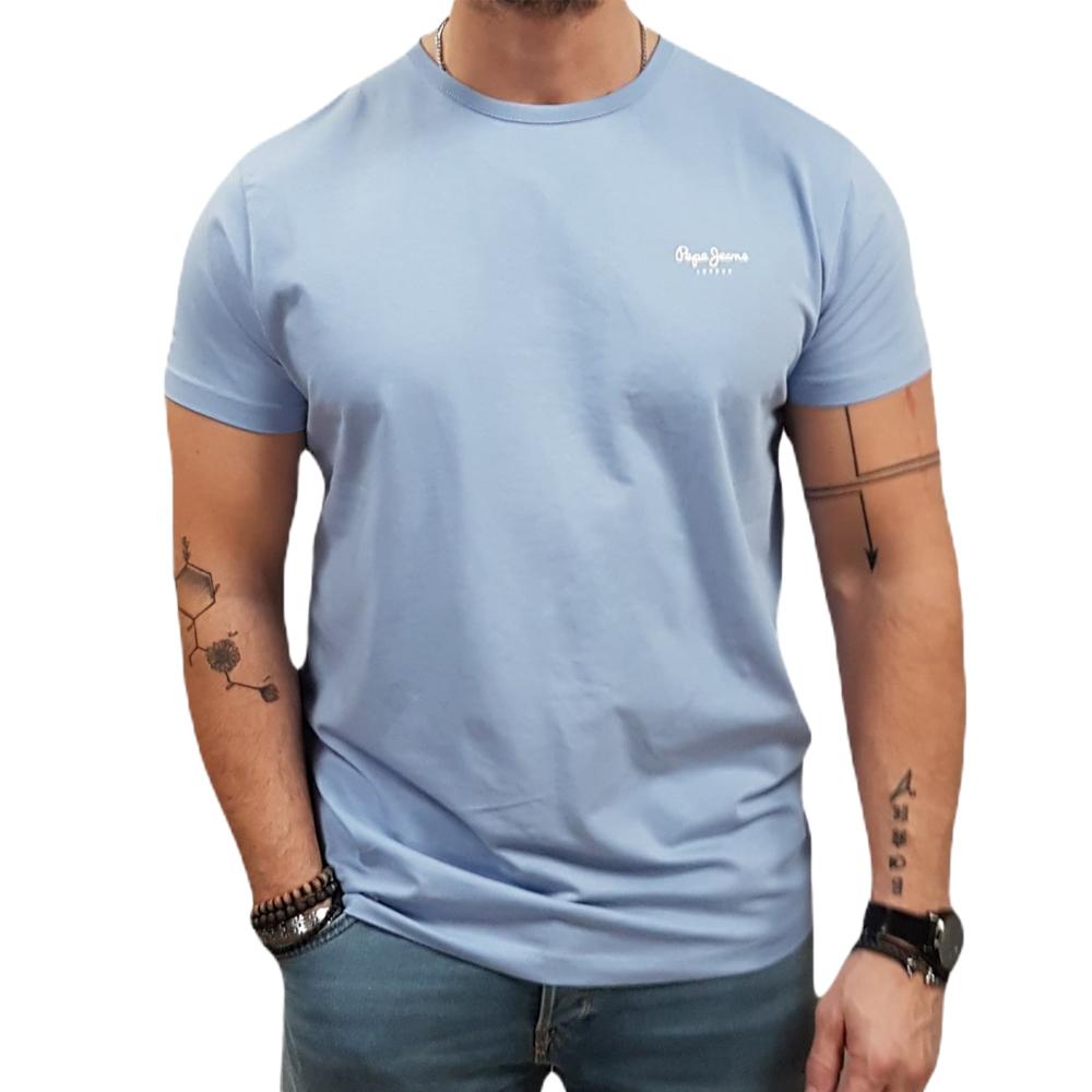 T-shirt Bleu Homme Pepe Jeans Original Basic pas cher