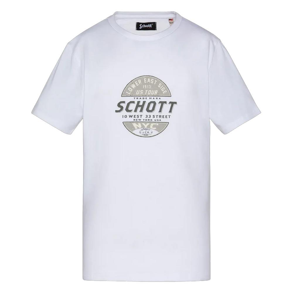 T-Shirt Blanc Garçon Schott Print pas cher