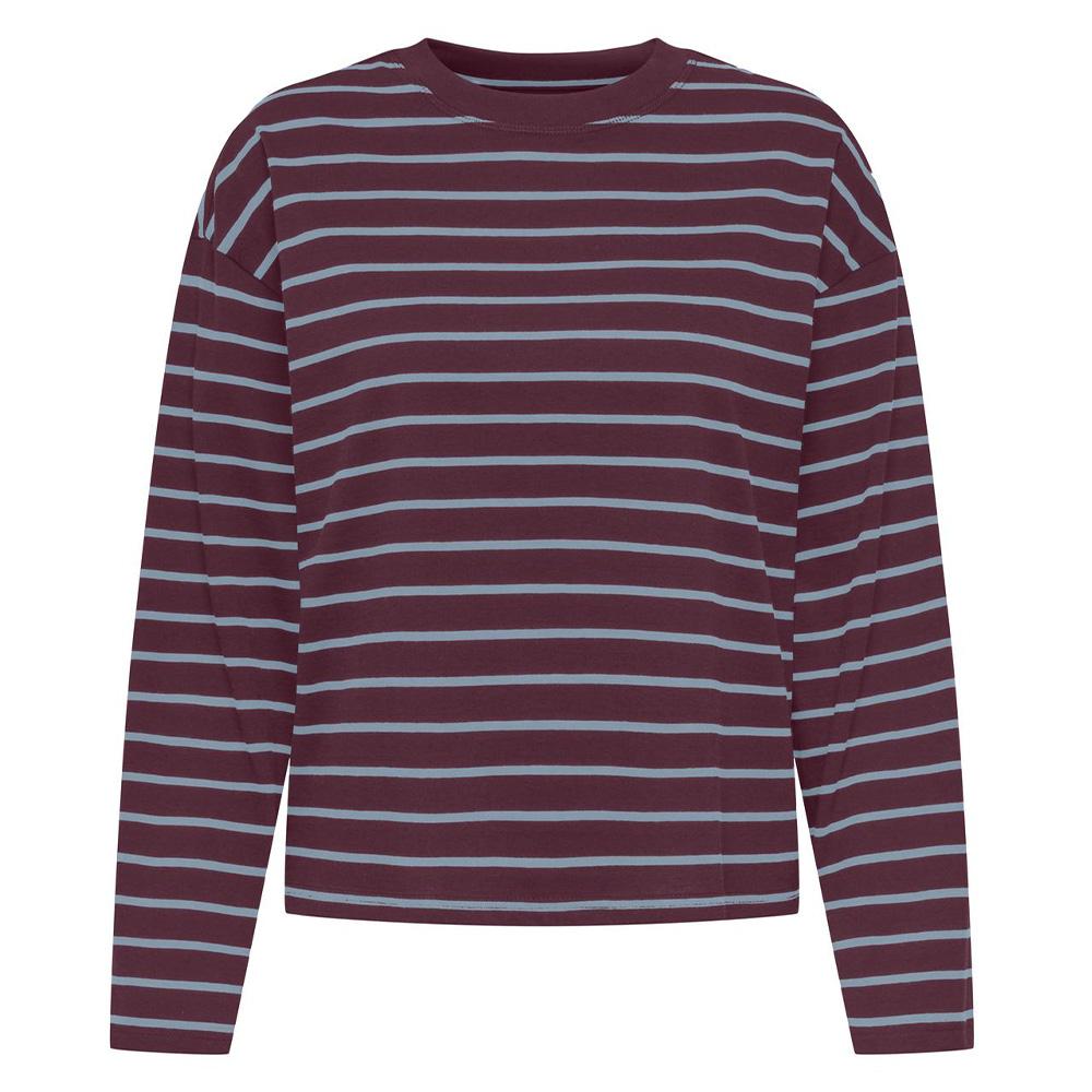 T-Shirt Manches Longues Marron/Bleu Femme Only Happy pas cher