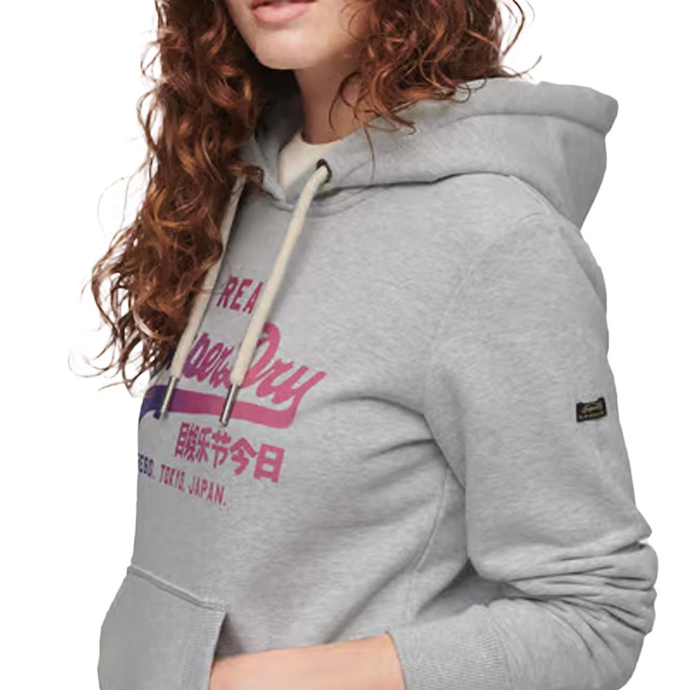 Sweat à Capuche Gris Femme Superdry Tonal Vl Graphic vue 2
